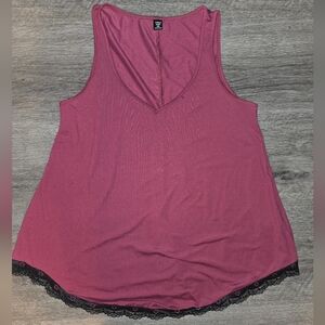 SHEIN Curve Tank Top with Black Lace Hem